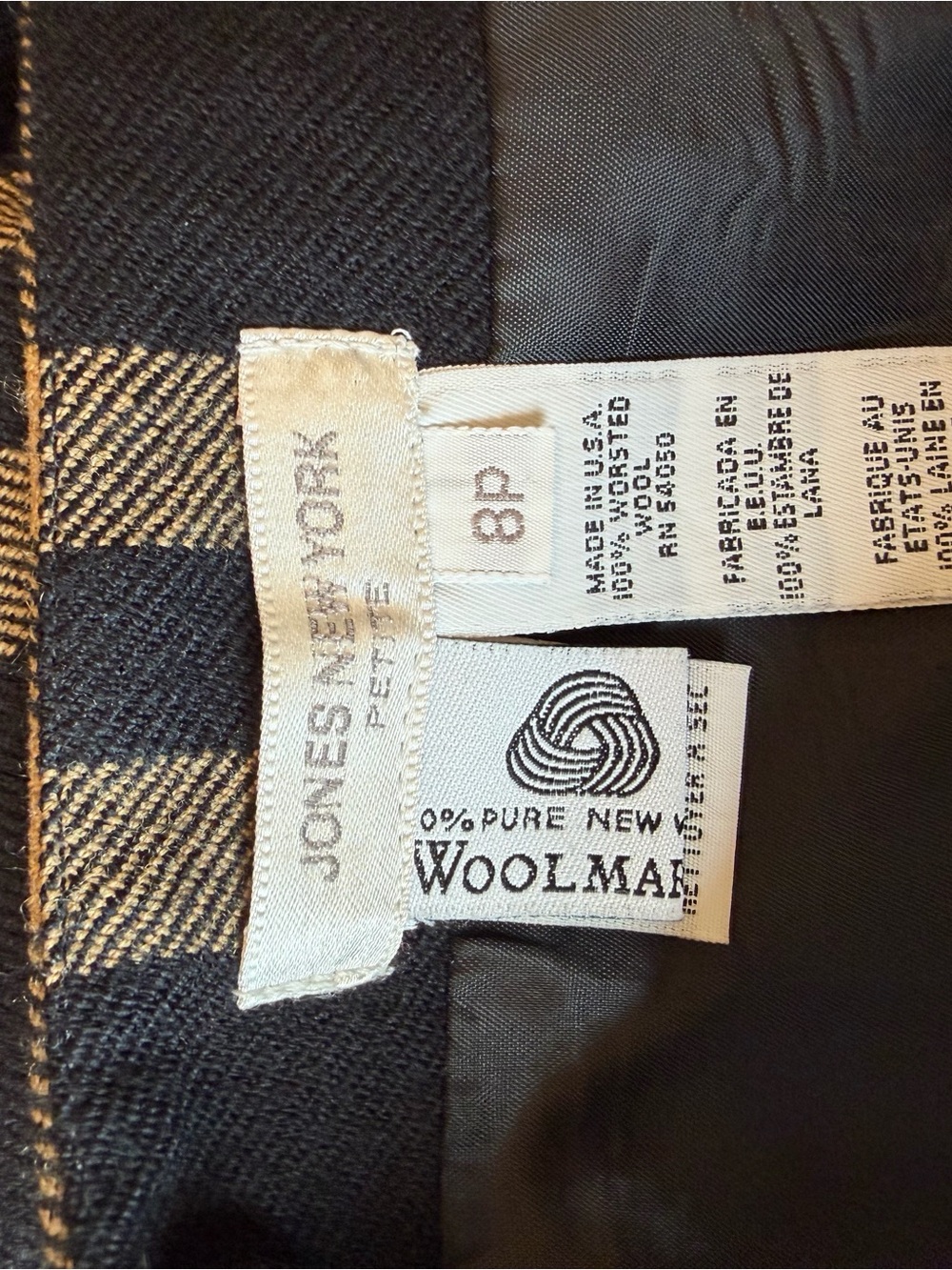 Jones New York Black and Tan Check Pencil Skirt